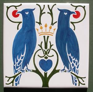 Arts & Crafts Voysey Love Birds and Heart Fireplace Tiles Arts & Crafts Voysey Love Birds and Heart Fireplace Tiles