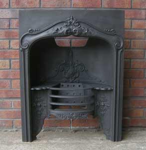 Antique Georgian Hobbed Cast Iron Fireplace Insert Antique Georgian Hobbed Cast Iron Fireplace Insert