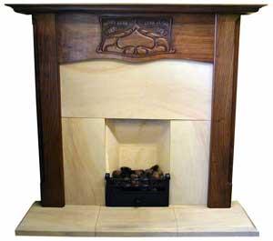 Royale Carved Walnut Nouveau Fireplace Surround Royale Carved Walnut Nouveau Fireplace Surround
