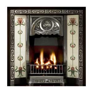 Tulip Tiles Art Nouveau Cast Iron Fireplace Insert Tulip Tiles Art Nouveau Cast Iron Fireplace Insert