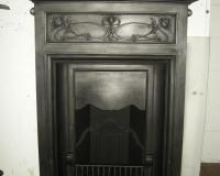 Antique Art Nouveau Original Cast Iron Combination Fireplace