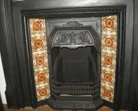 Reclaimed Old Original Antique Victorian Tiled Cast Iron Fireplace Insert