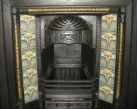 Reclaimed Arts & Crafts Tiled Cast Iron Fireplace Insert