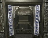 Victorian original tiled cast iron fireplace insert