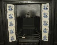 Art Nouveau Tiled Cast Iron Fireplace Insert
