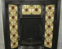 Arts and Crafts Original Tiled Cast Iron Fireplace Insert