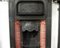 Antique Art Nouveau Tiled Cast Iron Combination Fireplace