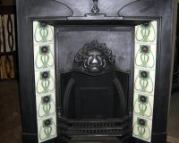 Art Nouveau Original Tiled Cast Iron Fireplace Combination