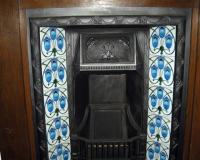 Art Nouveau Tiled Cast Iron fireplace Insert