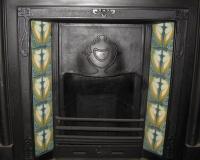 Art Nouveau Tiled Cast Iron Fireplace Insert