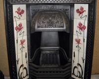 Antique Victorian Tiled Cast Iron Fireplace Insert