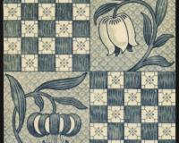 Aesthetic Movement Tulips & Chequers Fireplace Tiles