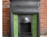 Antique Art Nouveau Tiled Fireplace Combination