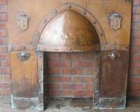 Antique Arts & Crafts Copper Fireplace Insert