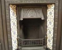 Antique Victorian Tiled Cast Iron Fireplace Insert
