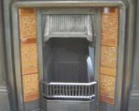 Antique Edwardian Arts & Crafts Cast Iron Tiles Fireplace Insert