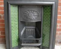 Antique Edwardian Cast Iron Tiled Fireplace Insert