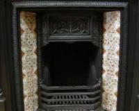 Victorian tiled cast iron fireplace insert