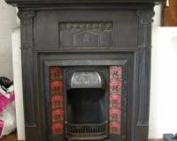 Antique Art Nouveau Cast Iron Fireplace Surround