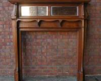 Antique Art Nouveau Walnut Fire Surround