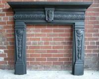 Antique Arts & Crafts Cast Iron Fireplace Surround