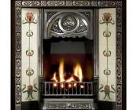 Tulip Tiles Art Nouveau Cast Iron Fireplace Insert