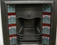 Art Nouveau Tiled Cast Iron Fireplace Insert