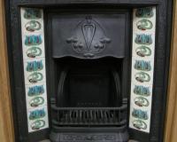 Art Nouveau Tiled Cast Iron Fireplace Insert