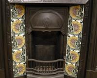 Art Nouveau Tiled Cast Iron Fireplace Insert