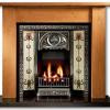 Tulip Tiles Art Nouveau Cast Iron Fireplace Insert Tulip Tiles Art Nouveau Cast Iron Fireplace Insert