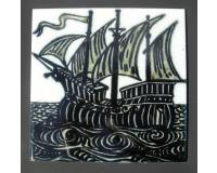 William De Morgan Arts & Crafts Galleon Fireplace Tiles
