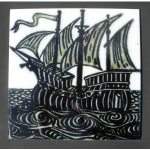William De Morgan Arts & Crafts Galleon Fireplace Tiles William De Morgan Arts & Crafts Galleon Fireplace Tiles