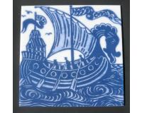 William De Morgan Arts & Crafts Galleon Fireplace Tiles