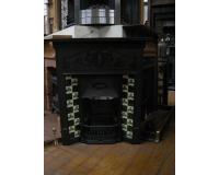 Antique Original Old Victorian Reclaimed Tiled Cast Iron Combination Fireplace