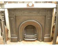 Antique Arts & Crafts Reclaimed Original Cast Iron Fireplace Surround Mantel
