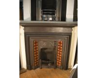 Old Victorian Antique Tiled Cast Iron fireplace Insert
