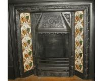 Arts and Crafts Original Tiled Cast Iron Fireplace Insert
