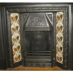 Arts and Crafts Original Tiled Cast Iron Fireplace Insert Arts and Crafts Original Tiled Cast Iron Fireplace Insert