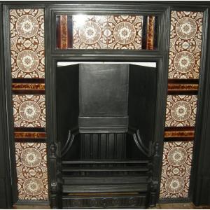 Aesthetic Movement Tiled Cast Iron Fireplace Insert Aesthetic Movement Tiled Cast Iron Fireplace Insert