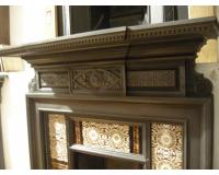 Antique Reclaimed Aesthetic Movement Cast Iron Fireplace Surround Mantel