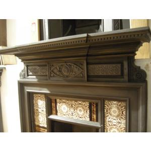 Antique Reclaimed Aesthetic Movement Cast Iron Fireplace Surround Mantel Antique Reclaimed Aesthetic Movement Cast Iron Fireplace Surround Mantel