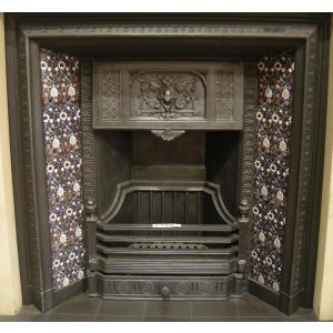 Original Tiled Victorian Cast Iron Fireplace Insert Original Tiled Victorian Cast Iron Fireplace Insert