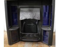 Art Nouveau Cast Iron Tiled Hobbed Fireplace Insert