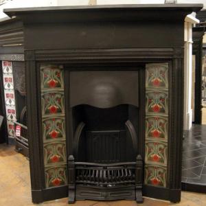 Edwardian Tiled Cast Iron Combination Fireplace