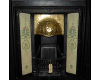 Antique Art Nouveau Tiled Cast Iron Fireplace Insert