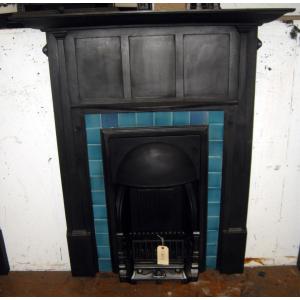 Arts and Crafts Original Tiled Cast Iron Combination Fireplace Arts and Crafts Original Tiled Cast Iron Combination Fireplace