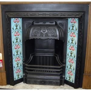 Victorian Cast Iron Tiled Fireplace insert Victorian Cast Iron Tiled Fireplace insert