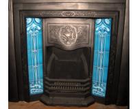 Art Nouveau Tiled Cast Iron Fireplace insert