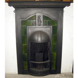 Arts & Crafts Tiled Cast Iron Combination Fireplace