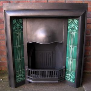 Edwardian Tiled Cast Iron Fireplace Insert Edwardian Tiled Cast Iron Fireplace Insert